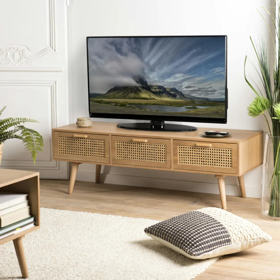 Meuble tv moderne avec cannage ALGA