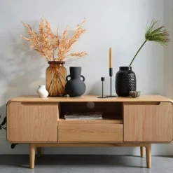 Meuble tv moderne en chêne clair DERBY
