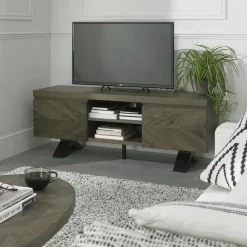 Meuble tv moderne en marqueterie de chêne ARLINGTON