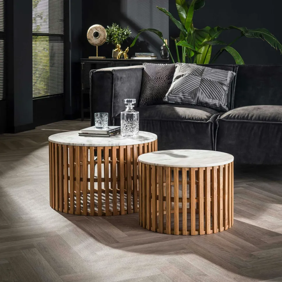 Meuble TV scandinave bois blanc 3 tiroirs rotin CALVIA