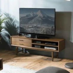 Meuble tv vintage 2 tiroirs 2 niches PADANG