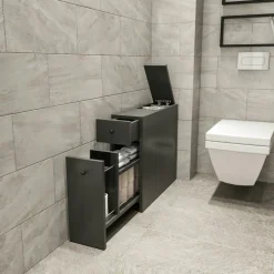 Meuble WC gris anthracite, 2 tiroirs 1 porte MARFA