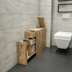 Meuble WC gris anthracite, 2 tiroirs 1 porte MARFA