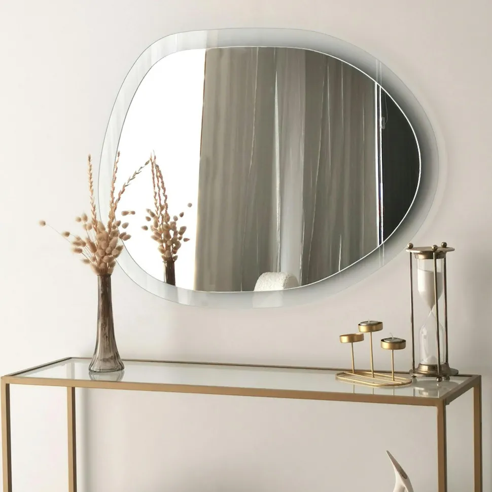 Miroir de salon organique cadre verre transparent 83 cm CODY