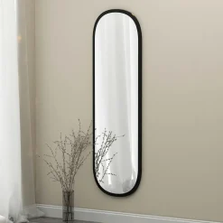 Miroir d'entrée noir ovale 117 cm - style moderne CODY