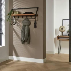 Miroir d'entrée ovale cadre effet bois 117 cm - moderne CODY