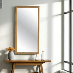 Miroir d'entrée vertical - cadre bois clair 80 cm IENA