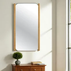 Miroir d'entrée vertical - cadre bois clair 80 cm IENA