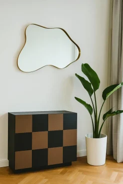 Miroir design organique - bords dorés BRIG