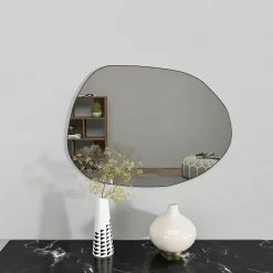 Miroir design organique bord noir 75 cm - style naturel CODY