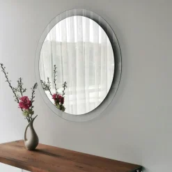 Miroir design organique cadre verre ambré 75 cm CODY
