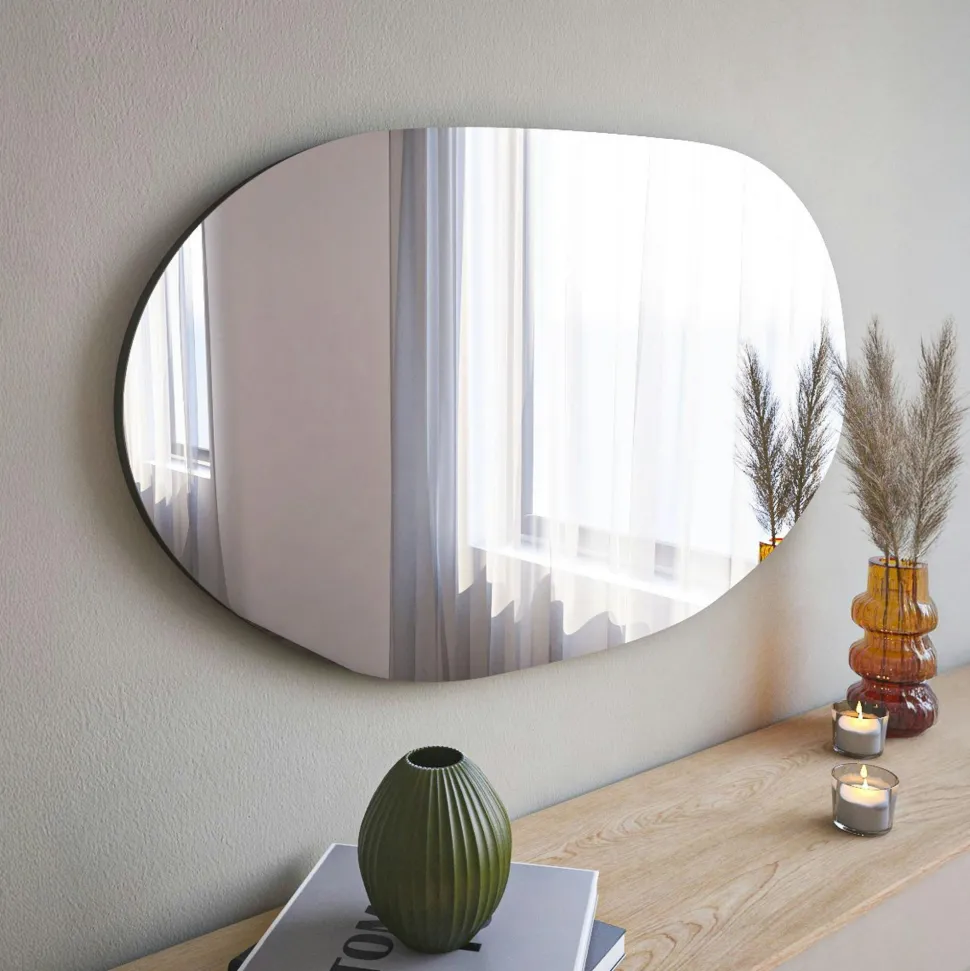 Miroir design organique forme galet 89 cm - style naturel CODY