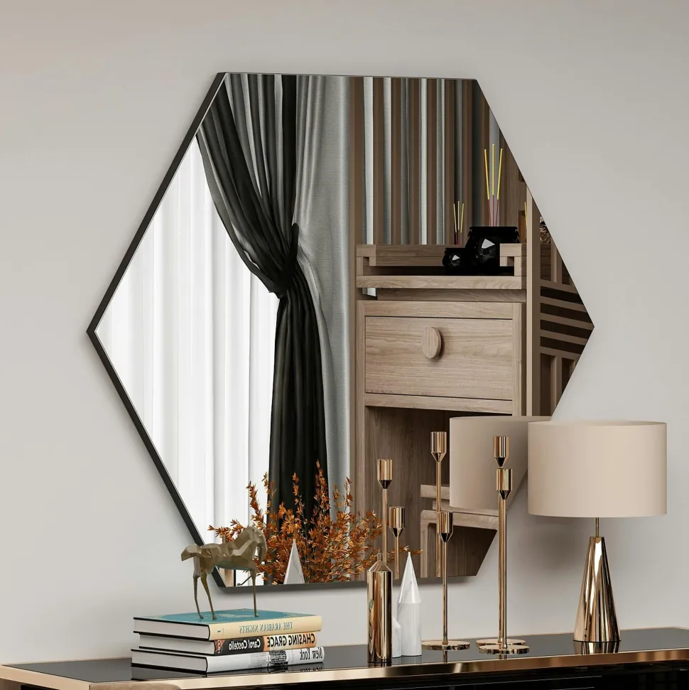 Miroir mural design graphique - forme hexagonale CODY