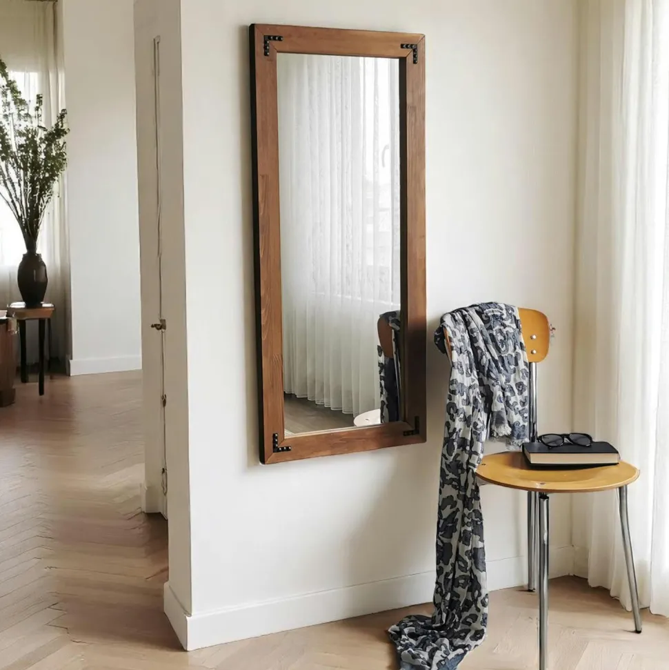 Miroir mural en bois brun - format vertical HILO