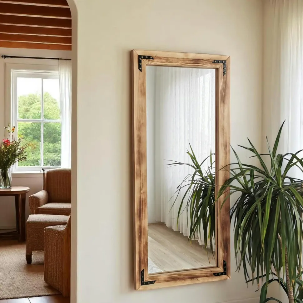 Miroir mural en bois brun - format vertical HILO