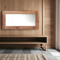 Miroir mural en bois naturel avec cadre épais - 110 cm FJORD