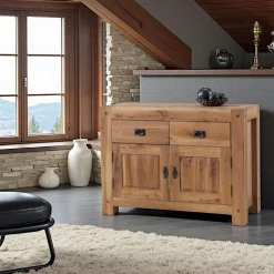 Miroir mural en bois naturel avec cadre épais - 150 cm FJORD