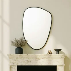 Miroir mural organique cadre noir 91 cm - style moderne CODY