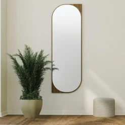 Miroir mural plein pied effet noyer - forme capsule 152 cm CODY