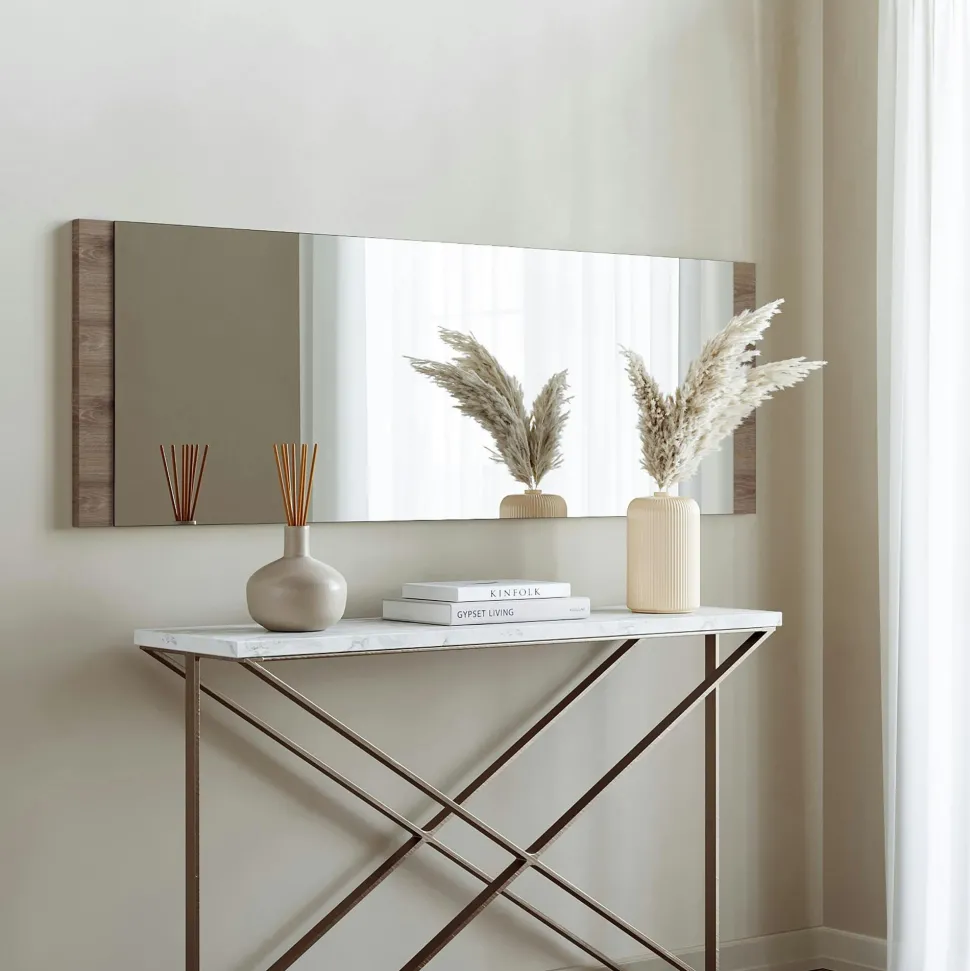 Miroir mural rectangulaire effet noyer - 120 cm CODY