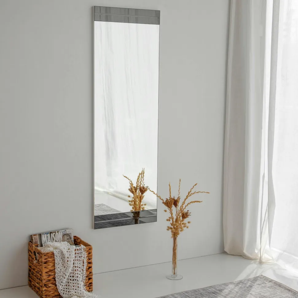 Miroir mural vertical - bandeau verre fumé CODY