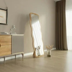 Miroir plein pied tendance effet bois clair, vague 160 cm CODY