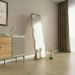 Miroir plein pied tendance effet bois noyer, vague 160 cm CODY