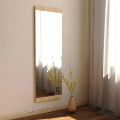 Miroir rectangulaire effet bois clair 120 cm - à poser ou suspendre CODY