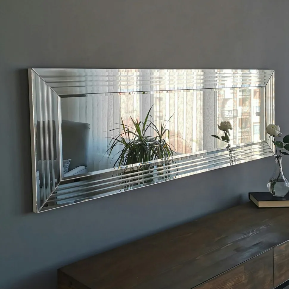 Miroir rectangulaire moderne chic - cadre rainuré 120 cm CODY