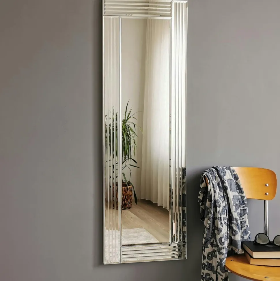 Miroir rectangulaire moderne chic - cadre strié 120 cm CODY