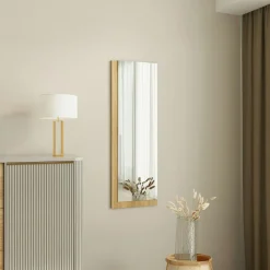 Miroir rectangulaire mural demi-cadre effet bois 120 cm CODY