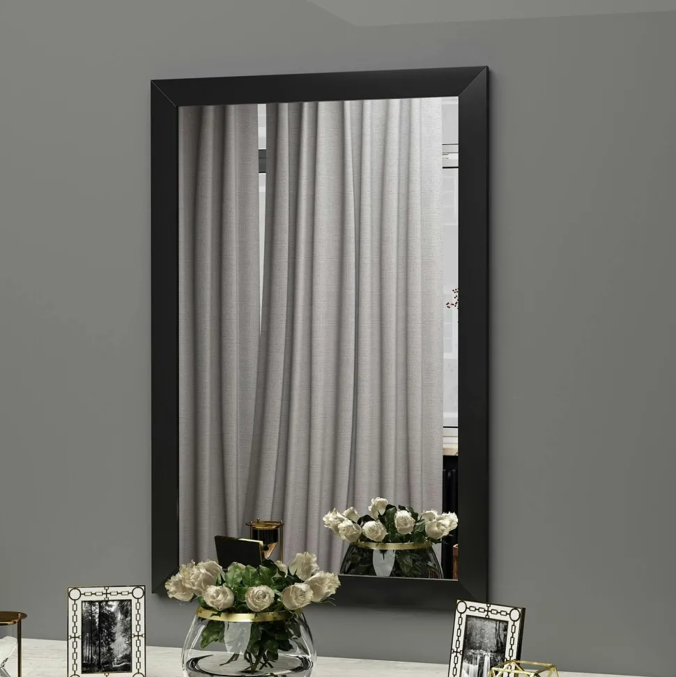 Miroir rectangulaire mural avec cadre noir 75 cm CODY