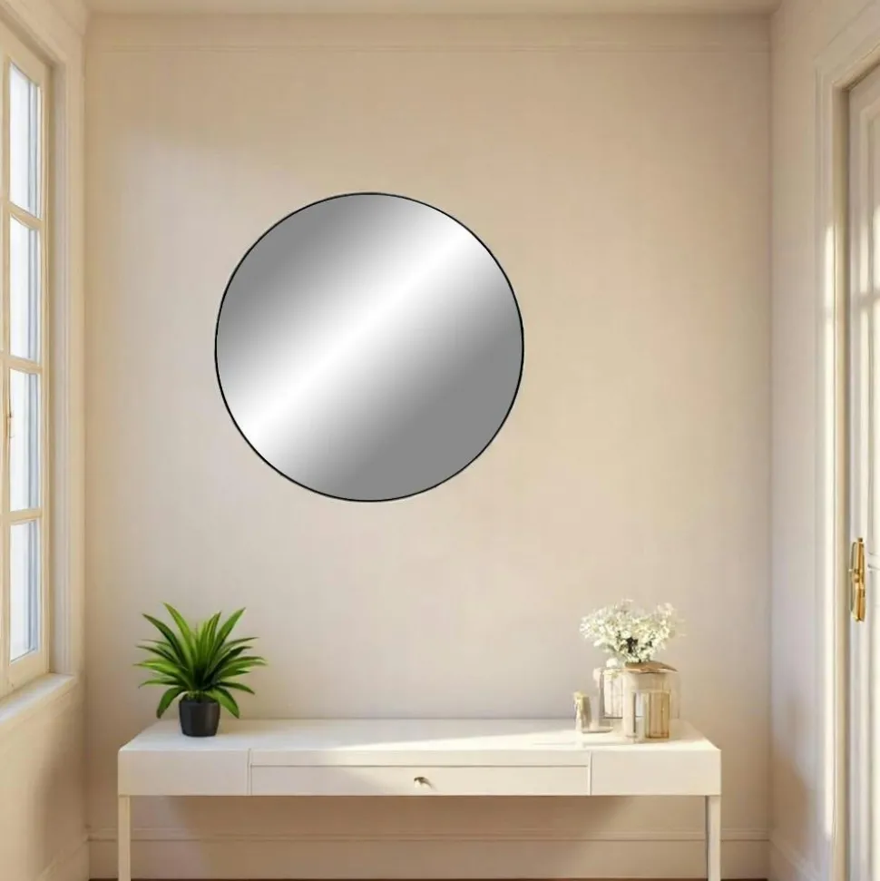 Miroir rond avec cadre noir ø80 cm SEOUL