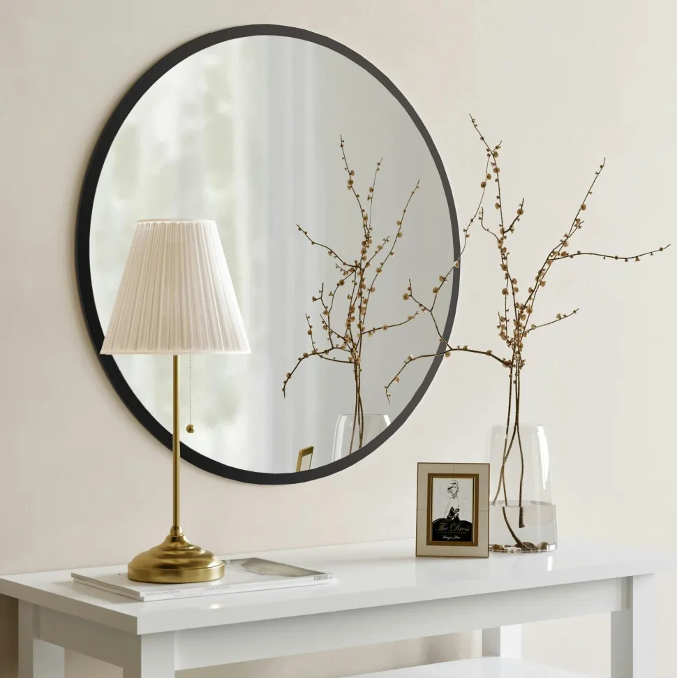 Miroir rond blanc Ø60 cm - entrée, salon CODY