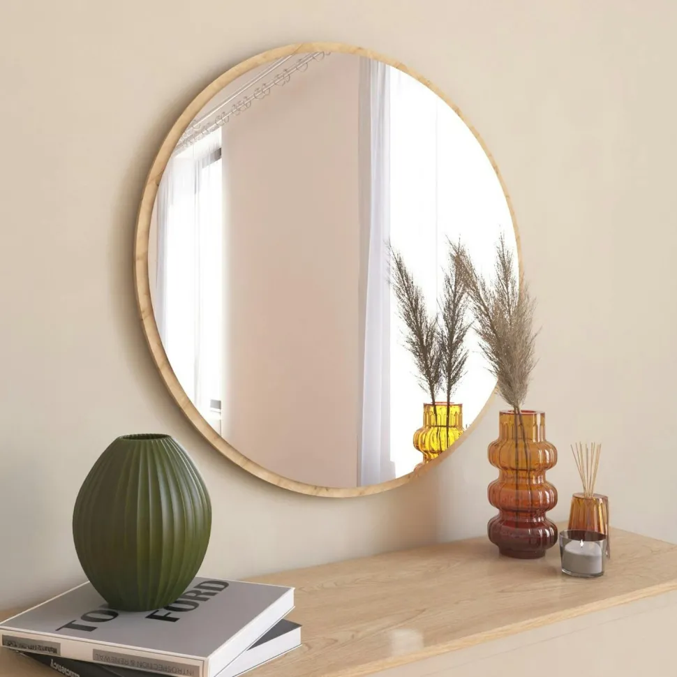Miroir rond moderne avec fin cadre noirØ60 cm CODY