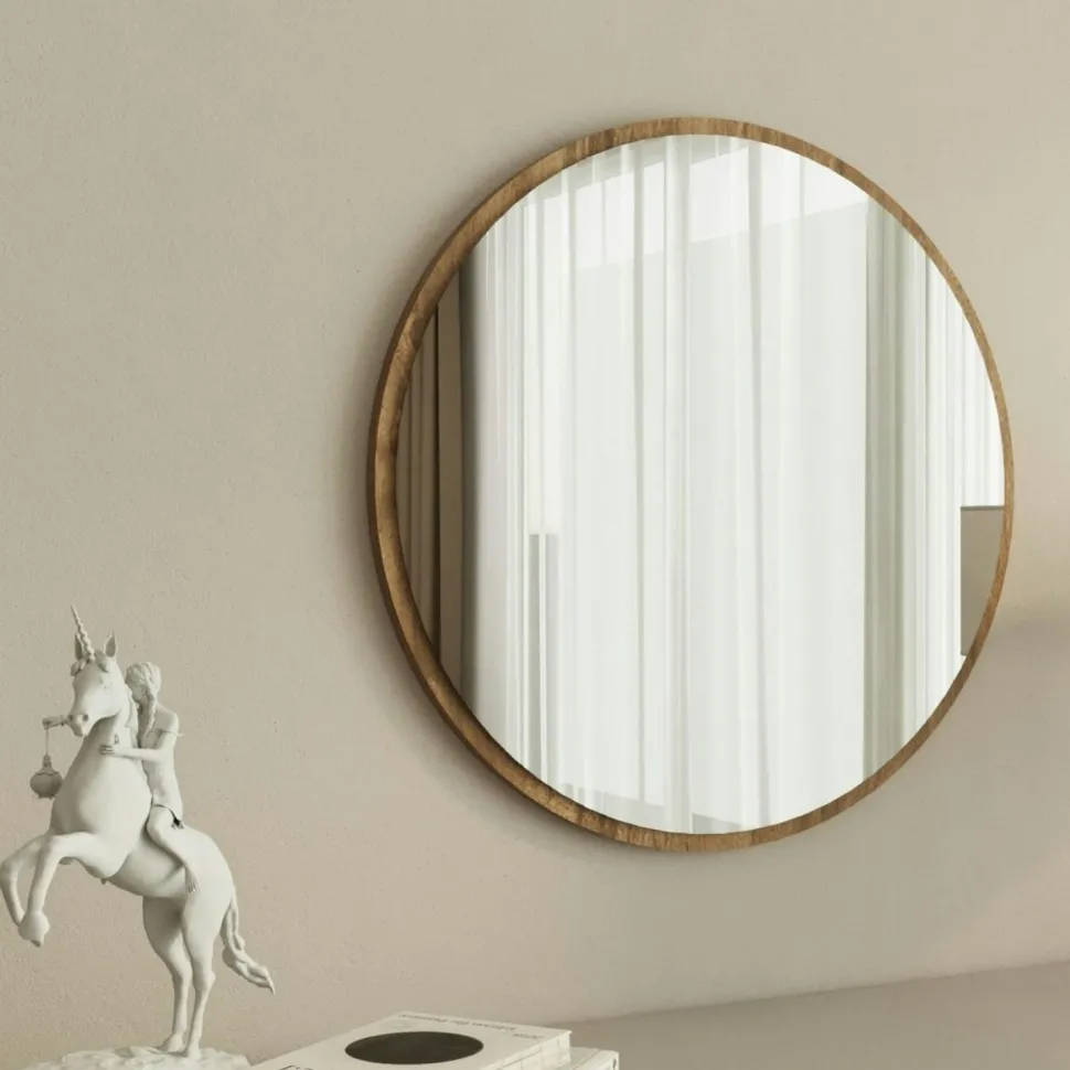 Miroir rond moderne avec fin cadre noirØ60 cm CODY