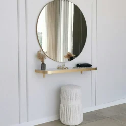 Miroir rond moderne avec bordure dorée Ø90 cm CODY