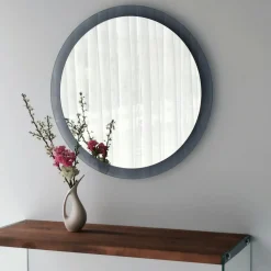 Miroir rond moderne cadre verre fumé Ø65 cm CODY