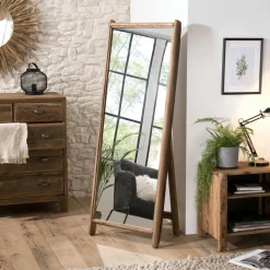Miroir sur pied en bois de pin recyclé DENVER