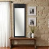 Miroir vertical en bois gris foncé - motif rose HILO