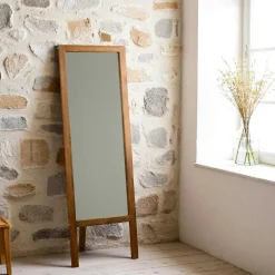 Miroir vertical sur pied - bois brun, 2 crochets HILO