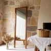 Miroir vertical sur pied - bois marron, 2 crochets HILO