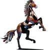 Objet déco salon cheval cabré métal peint