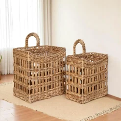 Panier de rangement à suspendre en jacinthe d'eau (lot de 2)