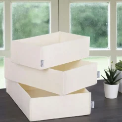 Panier de rangement blanc en feutrine – lot de 3 tailles