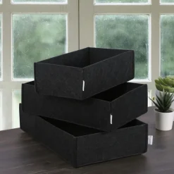 Panier de rangement blanc en feutrine – lot de 3 tailles