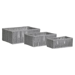 Panier de rangement déco en coton gris et blanc (lot de 3)