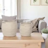 Panier de rangement en coton forme jarre avec poignées (lot de 2)