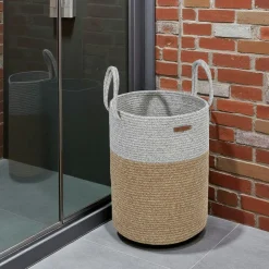 Panier de rangement en coton tressé – gris et beige IZMIR