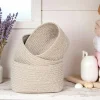 Panier de rangement en coton beige, tressage bicolore (lot de 3)
